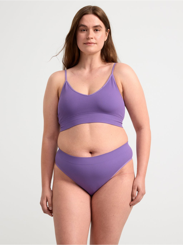 Lindex Joy Seamless Ruched Front Bralette In Dusky Lilac-Purple