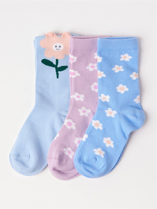 3-pak sokker med blomster