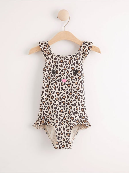Badetøj med leopard mønster og frynser
