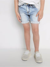 Slim fit lyseblå denim jersey shorts
