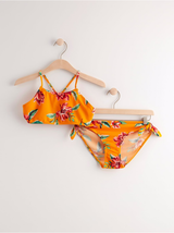 Orange bikini med blomsterprint