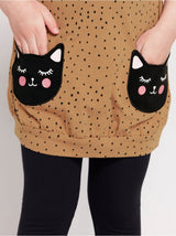 Mønstret tunika med katte lommer