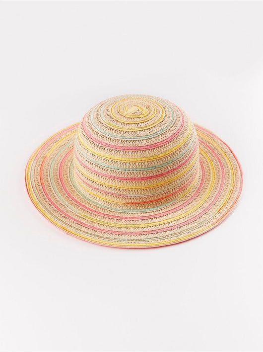 Halm hat med farverige striber