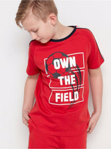 Rød t-shirt med fodbold print