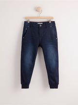 Loose fit lined tapered leg blå jeans