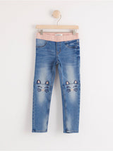 Slim fit jeans med katte