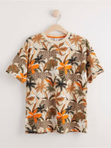 Kortærmet t-shirt med jungle og leopardprint