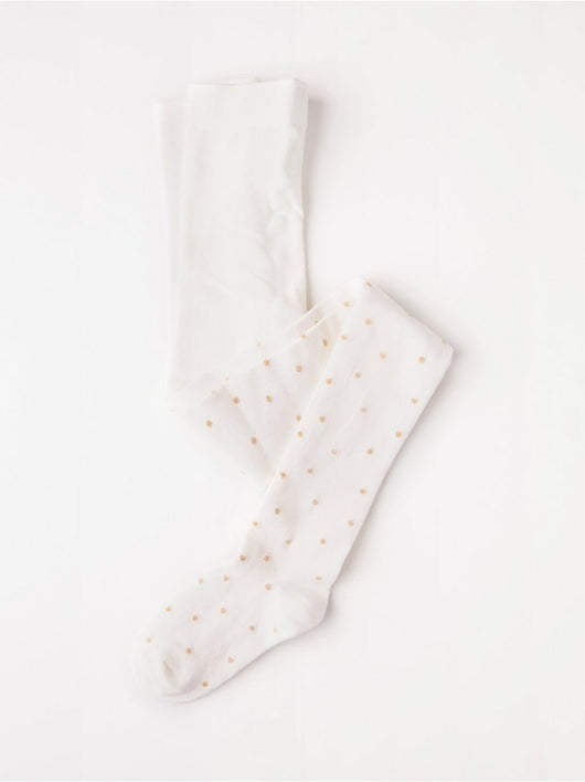Fine-knit tights with gold dots