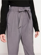 Loose fit grå bukser med bindebånd