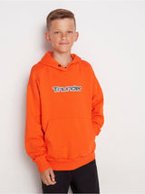 Orange sweatshirt med hætte og print