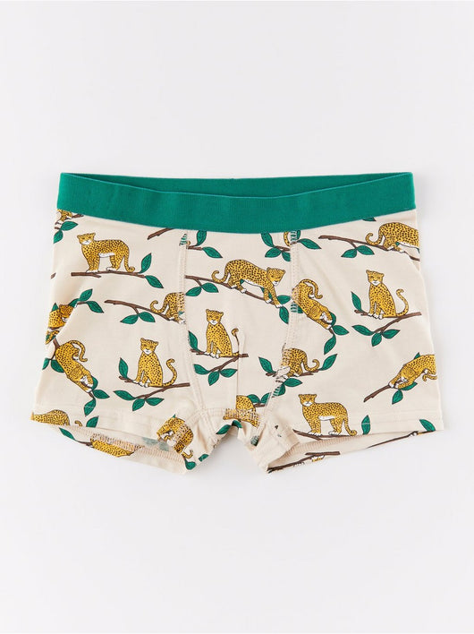 Beige bokser shorts med leopard mønster