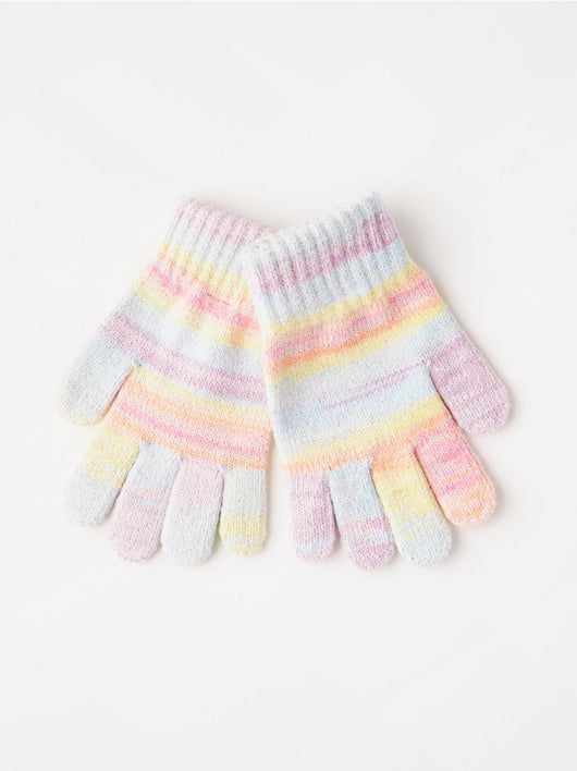 Farverige strikkede handsker