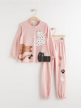 Pyjamas sæt med katte print