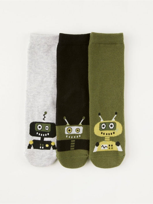 3-pak sokker med robotter