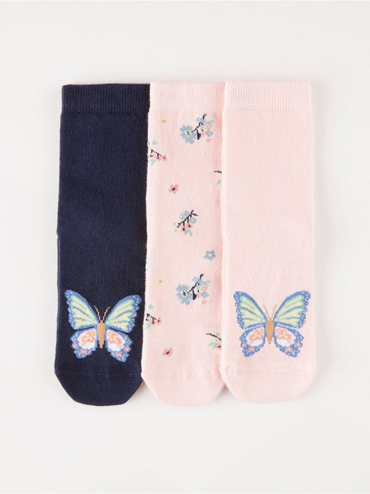 3-pak sokker med sommerfugle