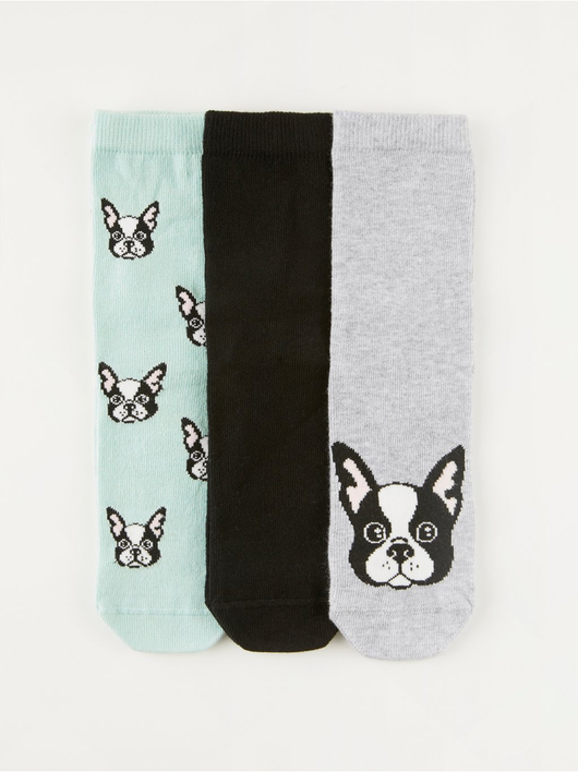 3-pak sokker med hunde print