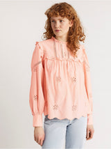 Bluse med broderie anglaise