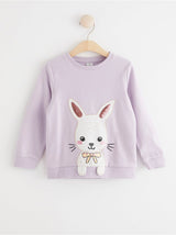 Lilla sweatshirt med kanin og pailletter
