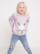 Lilla sweatshirt med kanin og pailletter