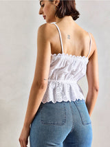 Cami top med broderie anglaise