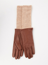 Læder handsker med strikket insert