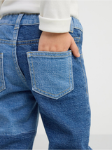 STINA Straight regular waist jeans med patchwork