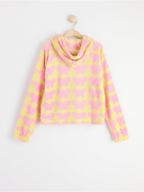 Cropped fluffy hoodie med print