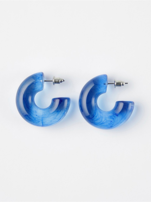 Blå plastik hoop øreringe