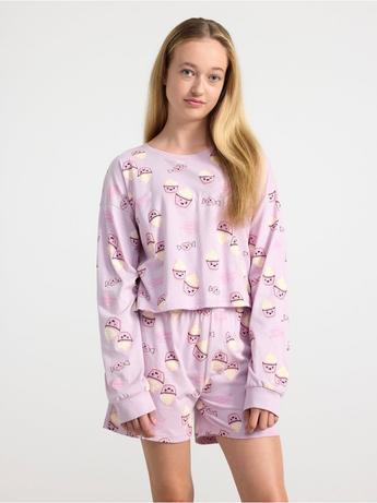 Pyjamas med cupcake-print