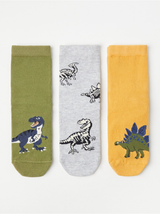 3-pak sokker med dinosaur antislip