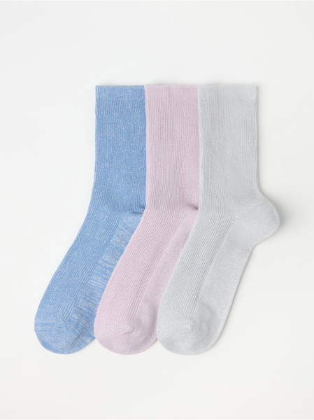 3-pak sokker med glimmer