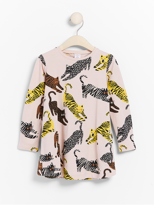 Jersey tunika med katte print