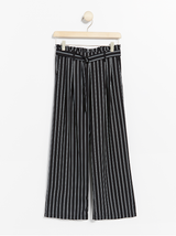 Wide stribede bukser med paper-bag talje