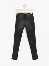 Sorte slim fit high waist jeans med rhinesten