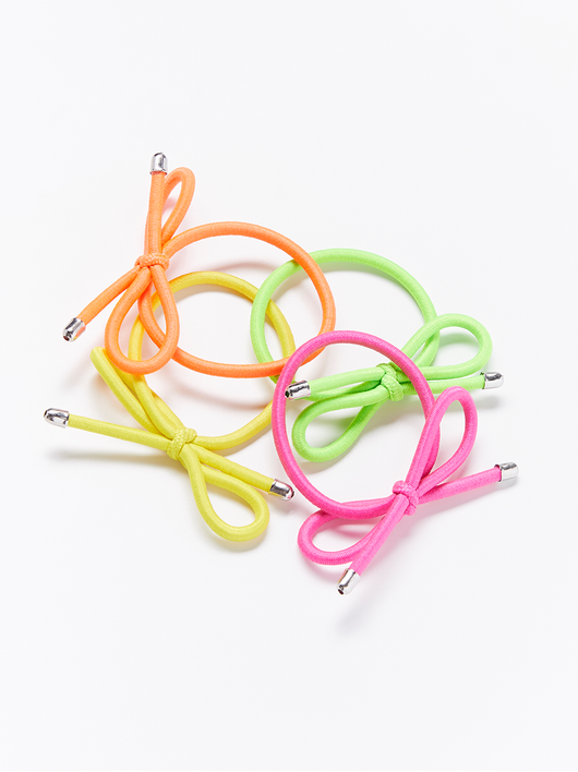 4-pak neon elastikker med sløjfer på