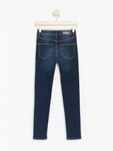 Mørkeblå slim fit high waist jeans med super stretch