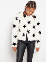 Fake fur jakke med stjerne print