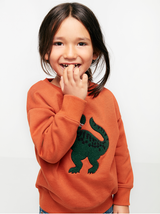 Oversize mørke orange sweater med terry dinosaur