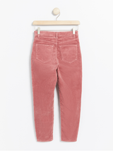 Lyserød narrow fit corduroy bukser med høj talje