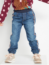 Loose fit jeans med paljette-striber på siderne