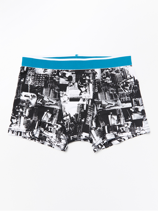 Boxer shorts med sort og hvidt print