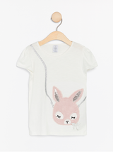 Hvid løs t-shirt med kanin motiv