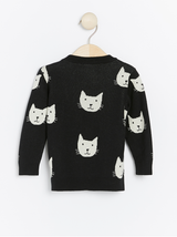 Sort strikket trøje med katte print