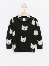 Sort strikket trøje med katte print