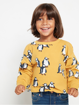Oversize gul Sweater med pingviner