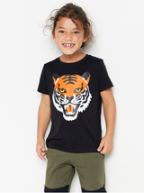 Sort t-shirt med tigerprint
