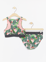Lyserødt bikini med tropiske blade print