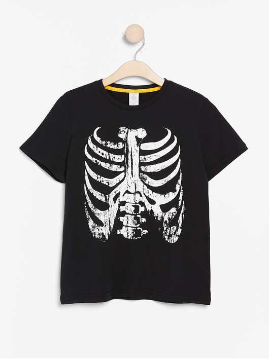 Sort kortærmet t-shirt med skelet print