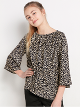 Leopardmønstret bluse med binde detaljer