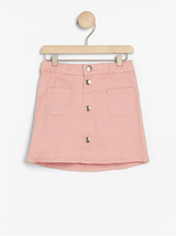 Pink denim nederdel med metal knapper